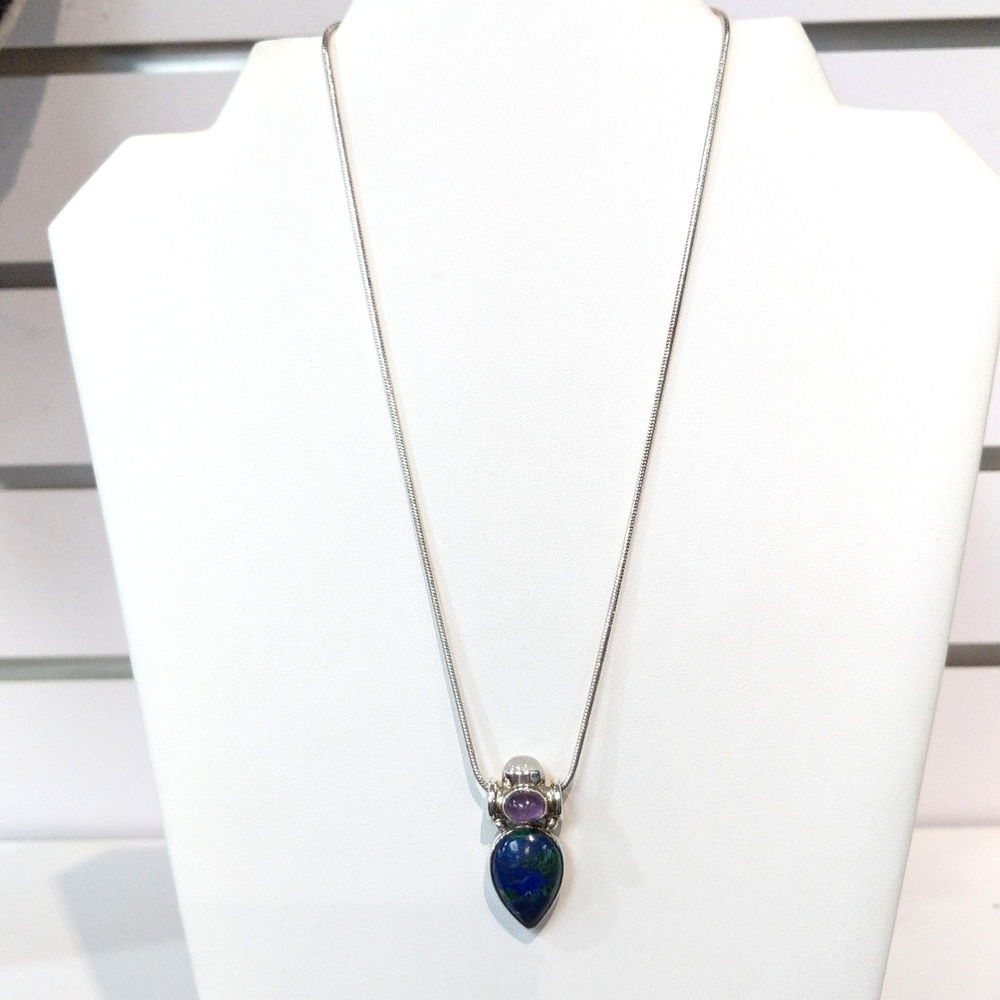 Sterling Silver Necklace With Amethyst And Moonstone